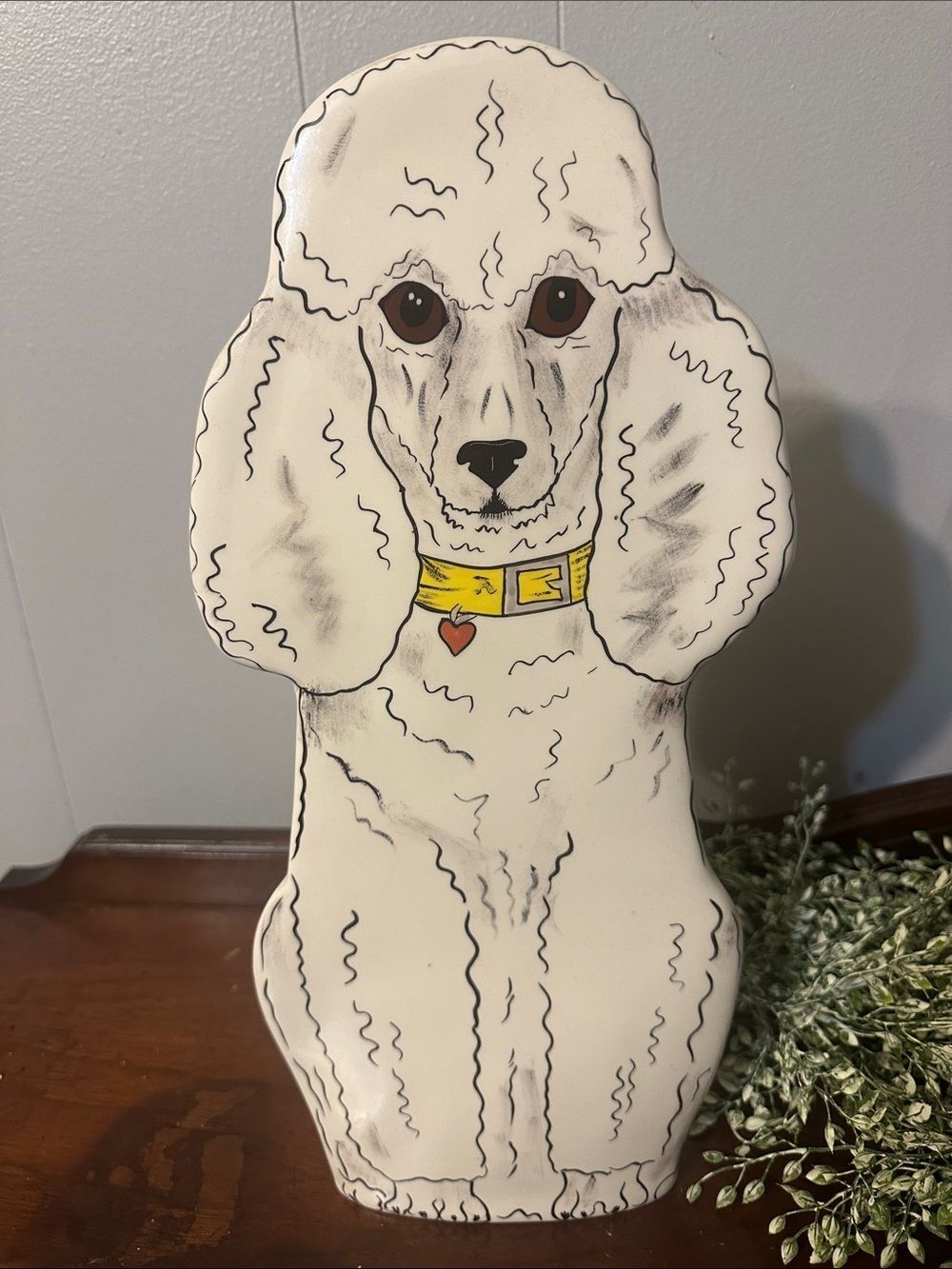 VTG Nina Lyman Ceramic White Poodle Vase - Retired Collectible